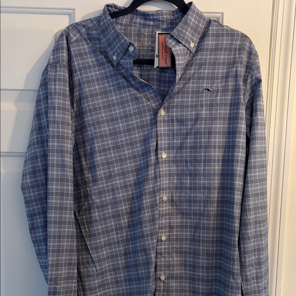Vineyard Vines Men's Blue Plaid Button Down Shirt